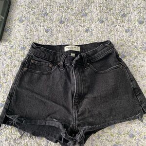 Abercrombie & Fitch Black Frayed High-Rise Denim Shorts